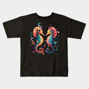 Seahorse Couple Valentine Kids T-Shirt